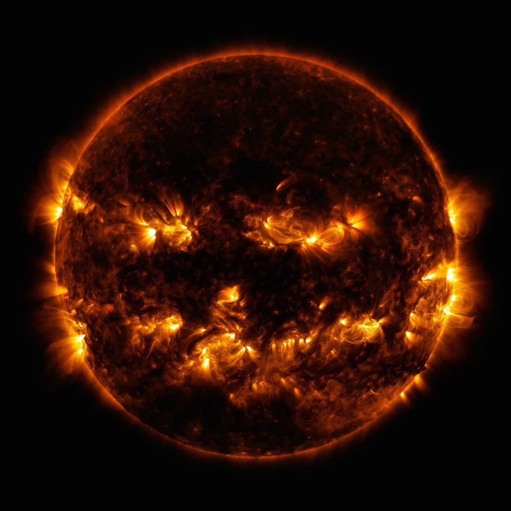 NASA posts image of Suns jack o lantern face